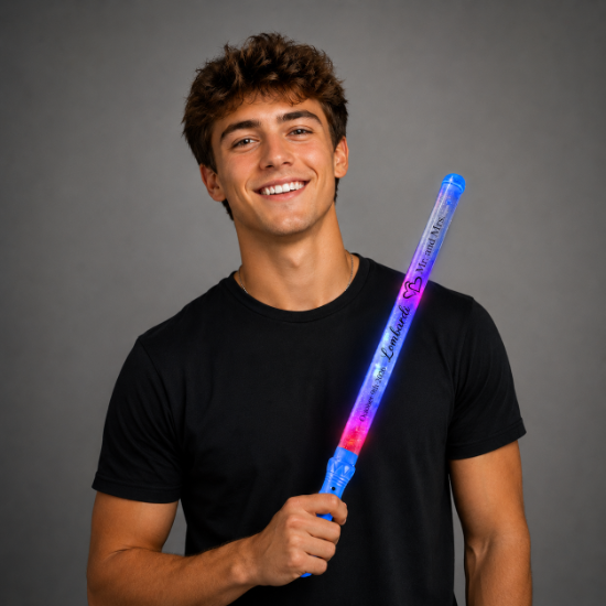 CUSTOMIZED LED Magic Wands | 18" Bright LED Wand with Multicolored LEDs for Parties, Weddings, and Promotions - CUSTOMMAGINWAND