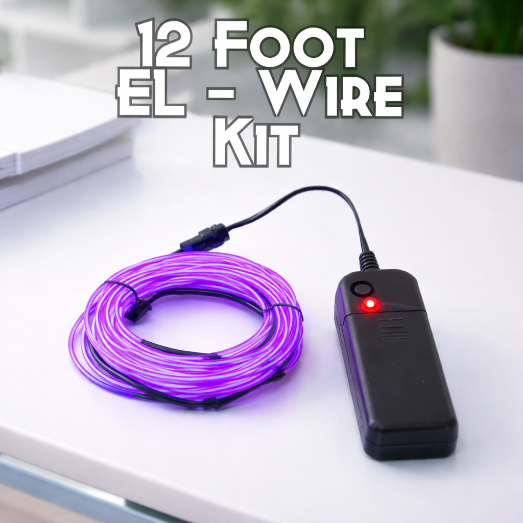 12 Foot EL Wire Kit cosplay, electroluminescent wire, cool neon, fluorescent wire, el wire, craft, costume, burning man, art