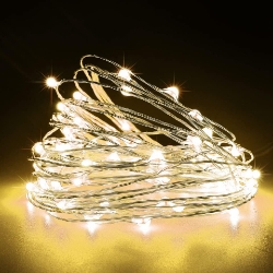 39 Inch Fairy Wire, Choose 10 or 20 Warm White LEDs, Coin Cell Battery Pack  String Light with Timer, Copper wire string light, dew drop LEDs, Silver Wire string lights, gold wire string lights, craft, tiny lights, leds, small leds, craft, decorations, decor, centerpiece, wedding, party, bar mitzvah, bat mitzvah, hair piece, headband, crown, halo, tiara, Christmas