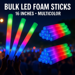 Ameri-Glow BULK Foam Sticks (qty 72) Domestic Production ($1.00 or less) USA made foam stick, American LED foam stick, bulk foam sticks, LED baton USA, light up tubes domestic, flashing foam stick Mississippi, ready stock LED sticks, same day ship foam sticks, no tariff LED sticks, reliable foam stick supplier, bulk LED batons USA, American made light sticks, domestic LED manufacturing