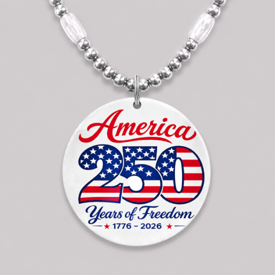 America 250 Custom LED Bead Necklace | Patriotic Medallion for July 4th, Parades & Events - BLANK-USA
