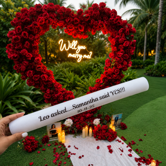 CUSTOMIZED White Wedding Foam Sticks | Personalized LED Glow Wands - FOAMWEDDING