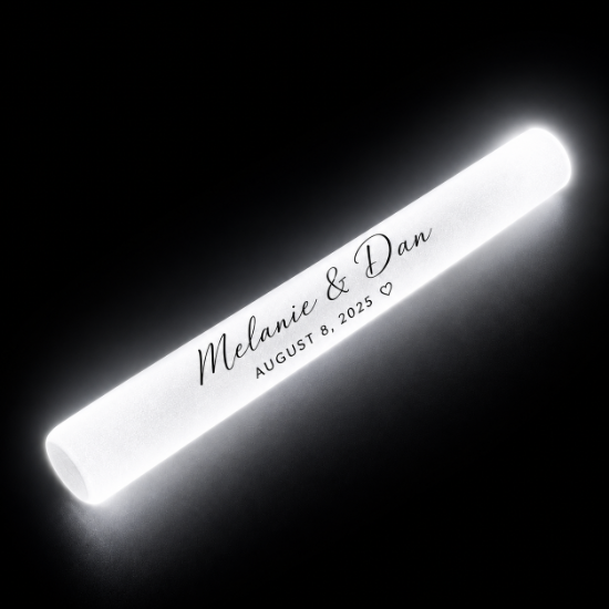 CUSTOMIZED White Wedding Foam Sticks | Personalized LED Glow Wands - FOAMWEDDING