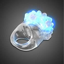 Clear Bubble Ring Blue LEDs blue lighted ring, flashing ring, LED ring, light up ring, squishy ring, give aways, throw, school, fundraiser, cheap, inexpensive, birthday party