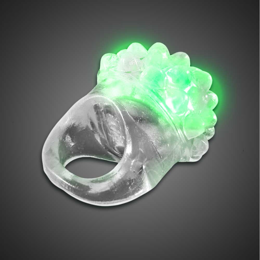 Clear Bubble Ring Green LEDs green lighted ring, flashing ring, LED ring, light up ring, squishy ring, give aways, throw, school, fundraiser, cheap, inexpensive, birthday party