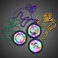 Customized Beaded Mardi Gras Flashing Medallions Gold Green Purple LEDs