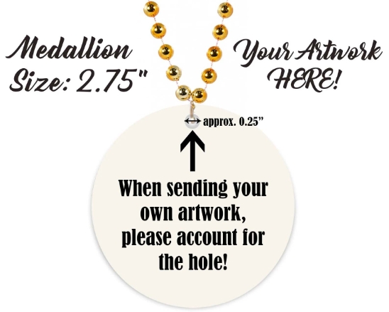 Customized Beaded Mardi Gras Full Color Medallions (Non-Flashing) - SubMEDALLION