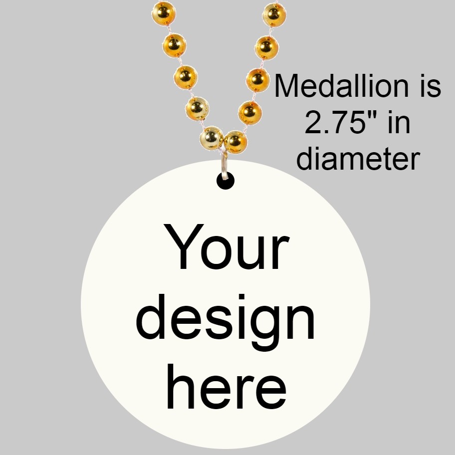 Customized Beaded Mardi Gras Full Color Medallions (Non-Flashing) - SubMEDALLION