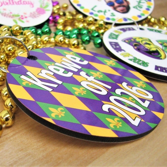 Customized Beaded Mardi Gras Full Color Medallions (Non-Flashing) - SubMEDALLION