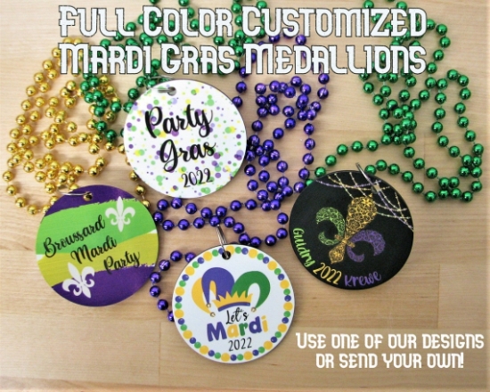 Customized Beaded Mardi Gras Full Color Medallions (Non-Flashing) - SubMEDALLION