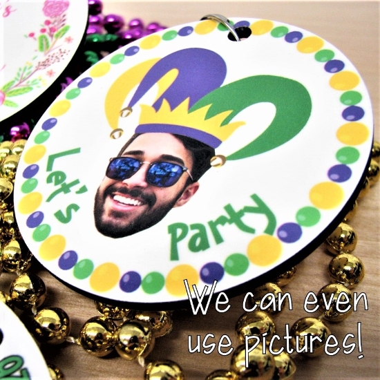 Customized Beaded Mardi Gras Full Color Medallions (Non-Flashing) - SubMEDALLION