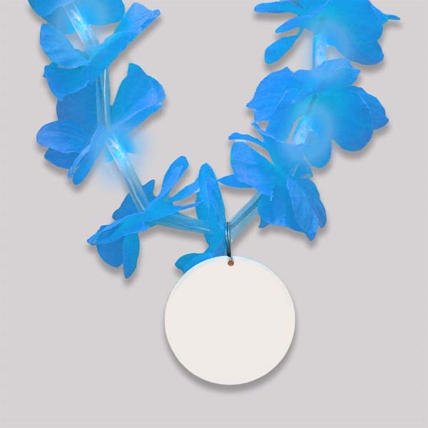 Customized Light Up Floral Lei with Full Color Medallion Blank - BLANK-CUSTFLEI