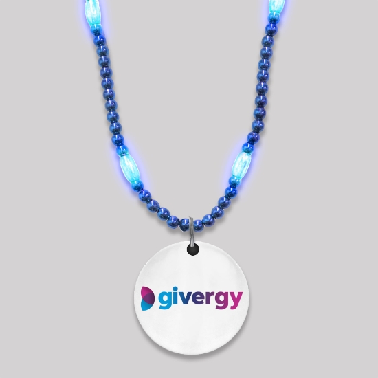 Customized Mardi Gras Beads with Full Color Medallion Blank - BLANK-CUSTBEADT