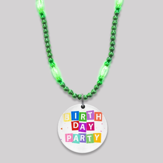 Customized Mardi Gras Beads with Full Color Medallion Blank - BLANK-CUSTBEADT