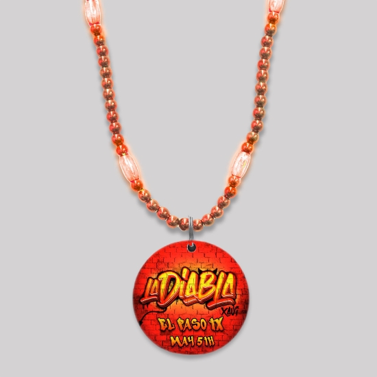 Customized Mardi Gras Beads with Full Color Medallion Blank - BLANK-CUSTBEADT