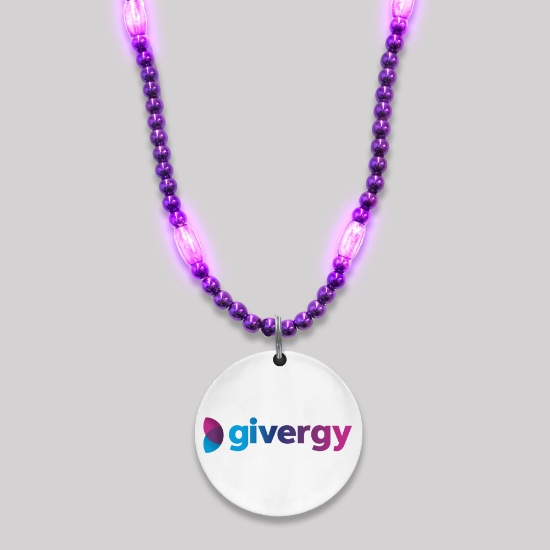 Customized Mardi Gras Beads with Full Color Medallion Blank - BLANK-CUSTBEADT