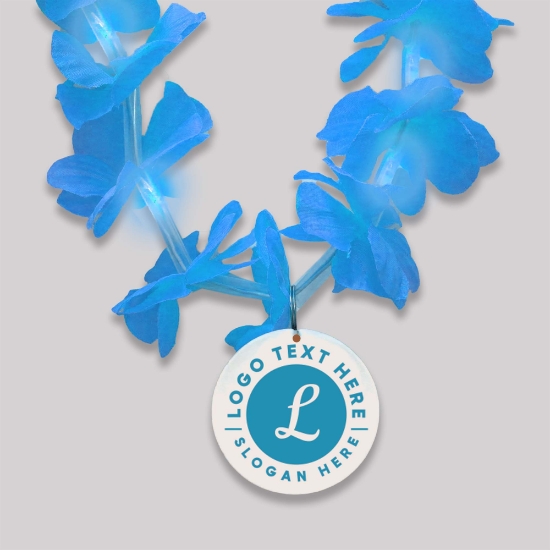 Double Sided Customized Floral Lei with Full Color Medallion Blank - DOUBLE-CUSTLEI