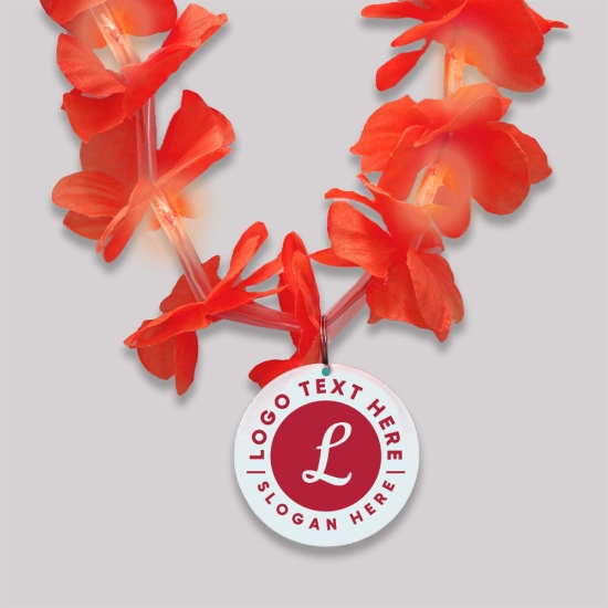 Double Sided Customized Floral Lei with Full Color Medallion Blank - DOUBLE-CUSTLEI