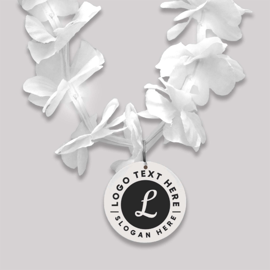 Double Sided Customized Floral Lei with Full Color Medallion Blank - DOUBLE-CUSTLEI