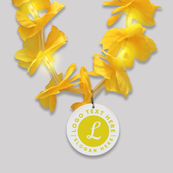 Double Sided Customized Floral Lei with Full Color Medallion Blank - DOUBLE-CUSTLEI