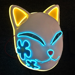 EL Anime Cat Mask Panel Mask, Light up EL Mask, Light up mask, lighted mask, LED mask, rave mask, rave, festival, edm, edc, electronic dance, halloween, vending, vendor