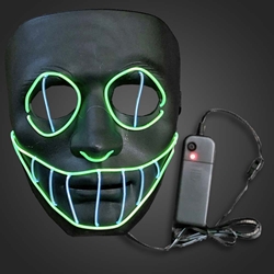 EL Wire Big Smile Light up EL Mask, Light up mask, lighted mask, LED mask, rave mask, rave, festival, edm, edc, electronic dance, halloween, vending, vendor