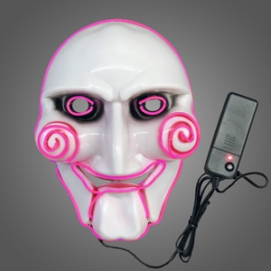 EL Wire Jigsaw Mask Halloween Mask, Jigsaw Mask,  Light up EL Mask, Light up mask, lighted mask, LED mask, rave mask, rave, festival, edm, edc, electronic dance, halloween, vending, vendor