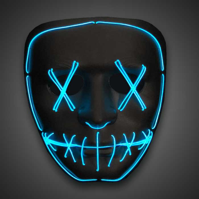 EL Wire Purge Mask Panel Mask, Light up EL Mask, Light up mask, lighted mask, LED mask, rave mask, rave, festival, edm, edc, electronic dance, halloween, vending, vendor
