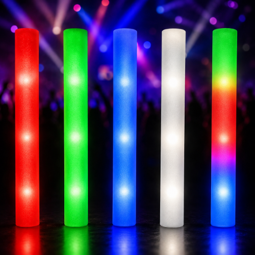 Economy LED Foam Stick LED foam stick, foam stick, flashing foam stick, light up foam stick, glow foam stick, LED baton, foam baton, concert foam stick, wedding foam stick, party foam stick, cheer stick, lighted foam stick, glow baton, LED wand, event foam stick, dance floor foam stick, RGB foam stick