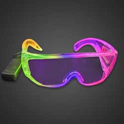 Fiber Optic Multicolored Aviators Clear Frames  fiber optic sunglasses, lighted sunglasses, light up sunglasses, LED sunglasses, wrap-around lighted sunglasses, wrap-around shades, men, boys, vend, july 4th, party, dance, rave, EDM, Burning Man