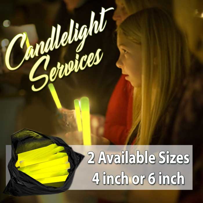 Glowsticks for Candlelight Services (4" or 6")  candle light service, replacement candles, yellow glowstick, glowsticks, glow stick, glow sticks, lightsticks, light sticks, lightstick, light stick, 6-inch glowstick, 6" glowstick