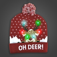 LED Beanie Reindeer Sock Hat  
