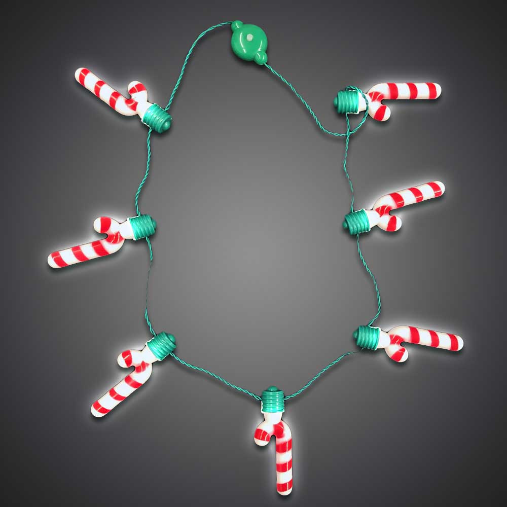 LED Candy Cane Necklace Christmas, bulb, flashing LED necklace, light up necklace, LED necklace, battery-operated necklace, necklace, charain, vend, party, edc, edm, rave, festival, burning man, mardi gras, throw, halloween