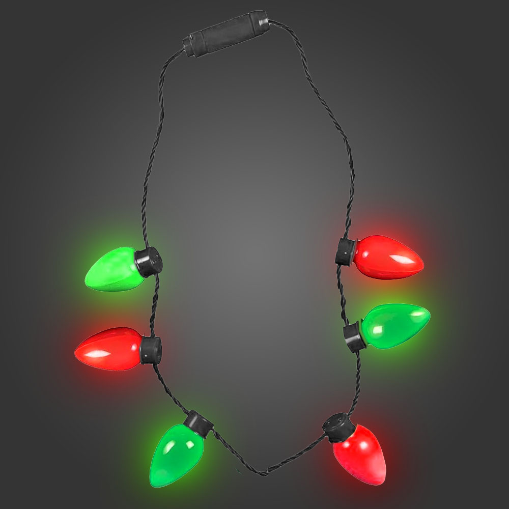 LED Christmas Bulb Necklace With Red And Green Lights led-christmas-bulb-necklace-with-red-and-green-lights
