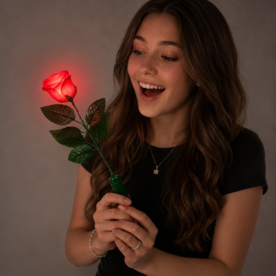 LED Light Up Red Rose - ROSEAG13