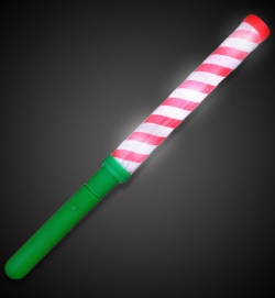 Light-Up Candy Cane Stripe Wand 12" Long light-up candy cane, LED candy cane wand, flashing holiday wand, Christmas light-up toy, ZC-CANWA, glow candy cane, LED wand Christmas, light-up candy cane stick, candy cane light wand