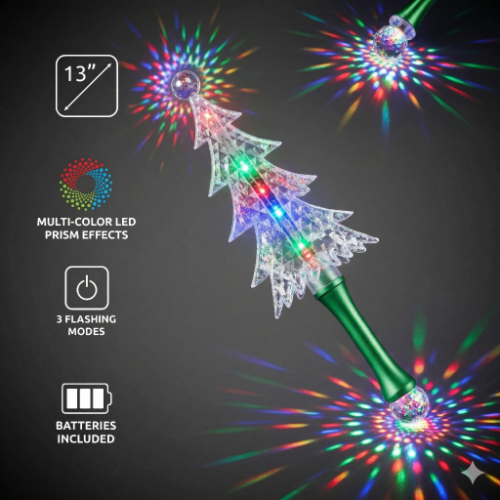 Light Up Christmas Tree LED Flashing Wand LED Toy Christmas Tree, toy wand, christmas, kids toys, school fundraiser, lighted wand, trail of lights