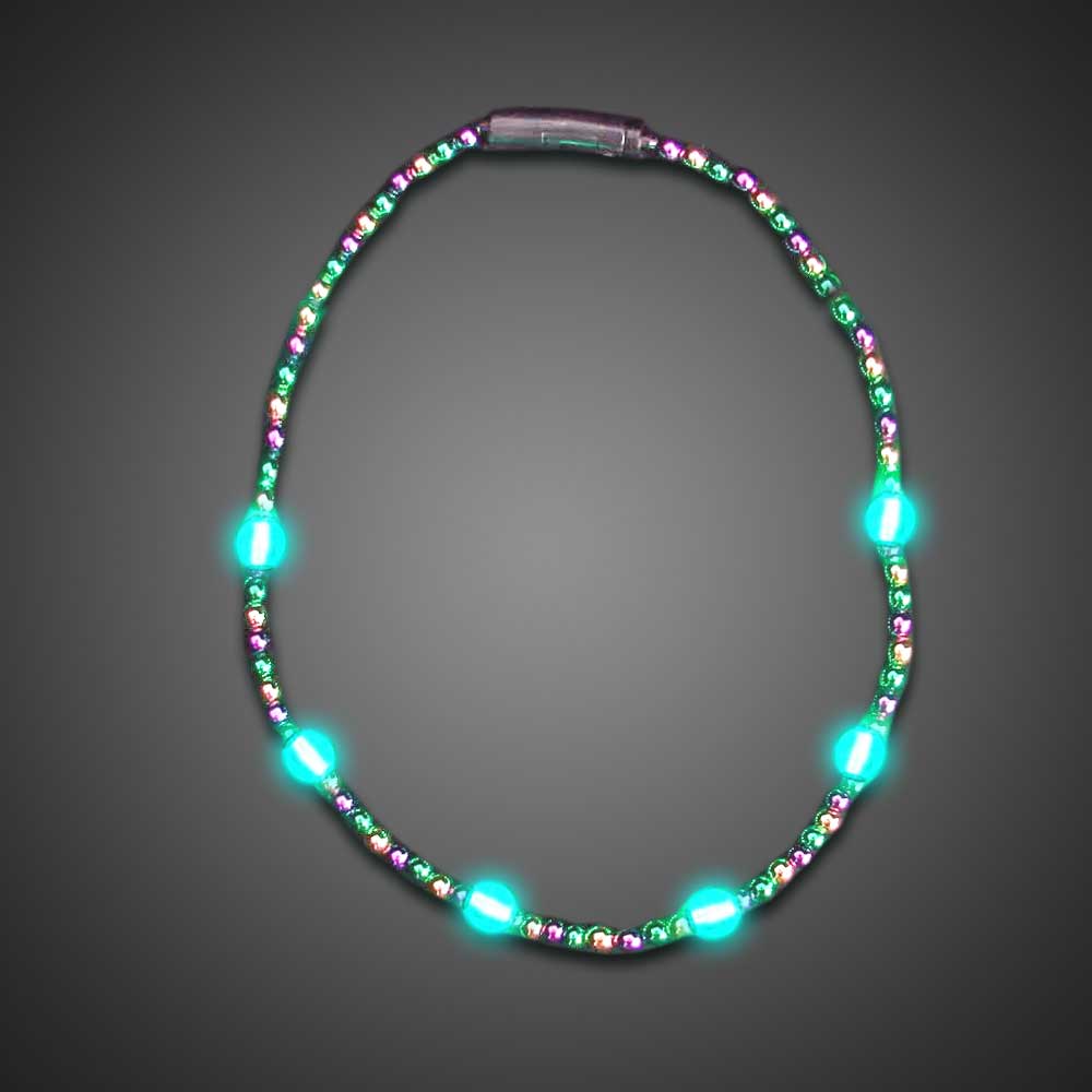 Mardi Gras Shiny Beaded Necklace throw, party, kids, lighted bead strand, flashing beads, Light Up Beaded Necklace, lighted bead*, Beaded Necklace, Mardi Gras Necklace, Light Up Mardi Gras Necklace, lighted necklace, flashing necklace, party necklace, light-up necklace