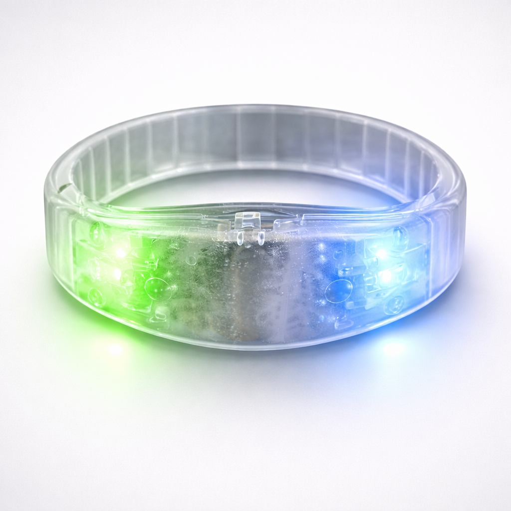 Multicolored Click Bracelet rainbow bracelet, multicolor bracelet, LED Bracelet, Lighted Bracelet, Light Up Bracelet, Flashing Bracelet, Party Bracelet, rave, give away, vend, fundraiser, school, kids, youth, july 4th, mardi gras, throw, customize, custom, bangle, burning man