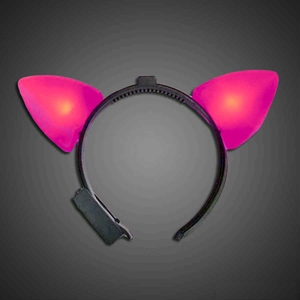 Pink Lighted Cat Ears  pink cat ears, cat, headwear, boppers, led headband, edm, edc, cosplay, costume, rave, festival, burning man