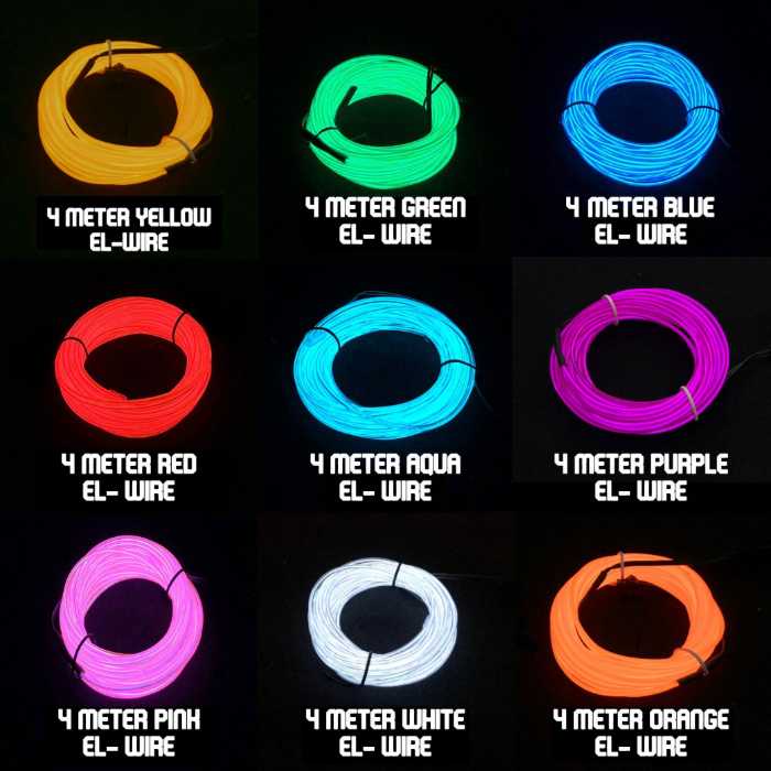 Quick-Connect EL Wire (4m) WIRE ONLY electroluminescent wire, cool neon, fluorescent wire, el wire