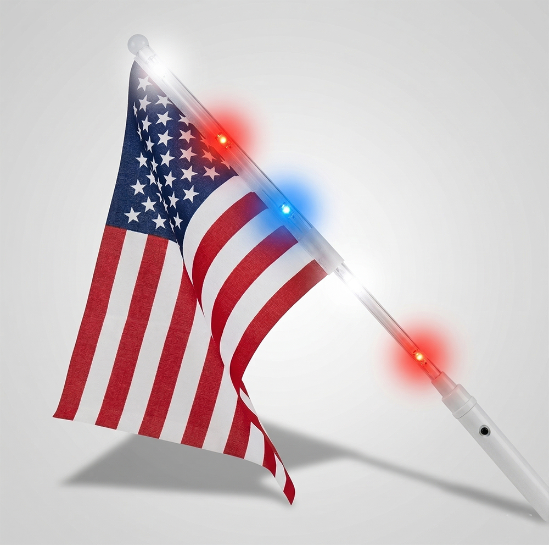 Red Green Blue LED USA Flag with Lighted Handle - USAFLAG (Available 6/20)