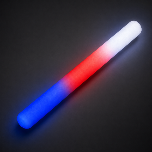 Red White Blue LED Flashing Foam Sticks Foam Lightstick, LED Foam Stick, baton*, *baton, tubes, noodle, tube lights, light up tubes, LED Lightstick, Light Up Foam Stick, rave, festival, bar, give away, party, beach, wedding, edm, edc, burning man, school