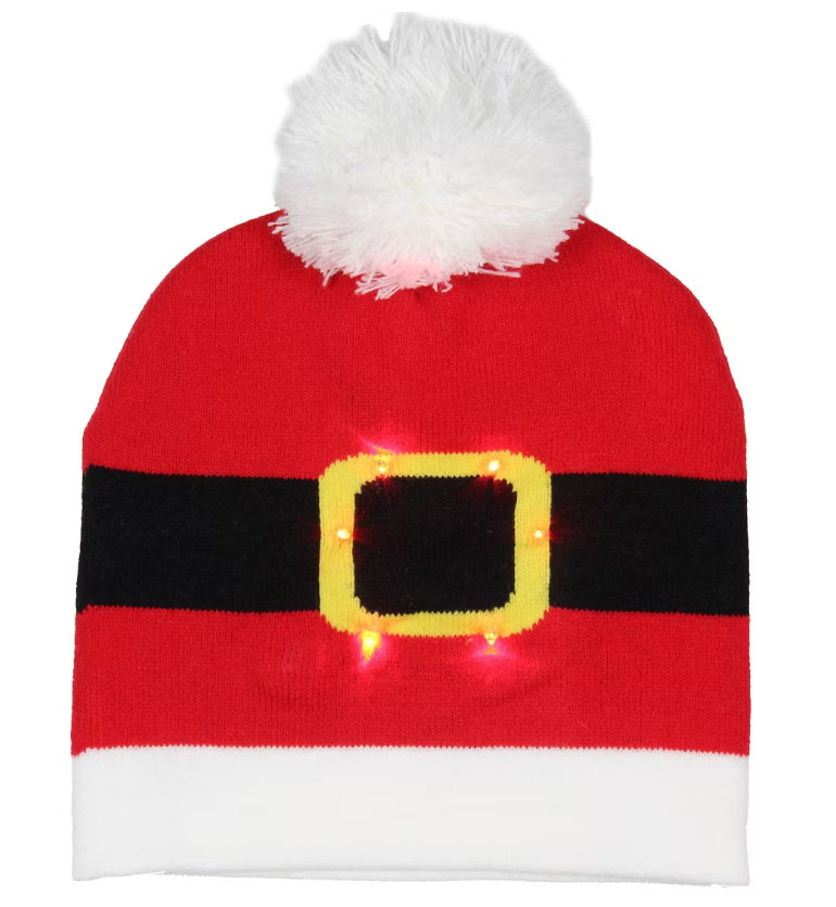 Santa Belt Light-Up Beanie Hat - BEANIEBUCKLE