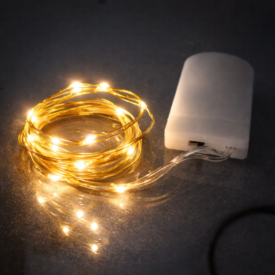 Short Wire: 20 inch Fairy Wire, 10 LEDs Coin Cell Batteries - REP10Short