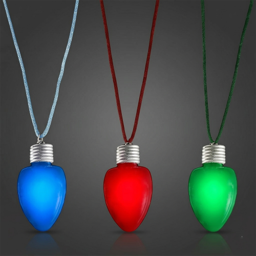 Single Bulb LED Christmas Necklace Christmas, bulb, flashing LED necklace, light up necklace, LED necklace, battery-operated necklace, necklace, charain, vend, party, edc, edm, rave, festival, burning man, mardi gras, throw, halloween