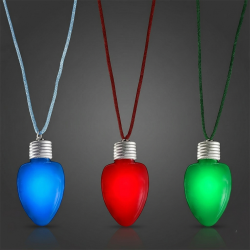 Single Bulb LED Christmas Necklace Christmas, bulb, flashing LED necklace, light up necklace, LED necklace, battery-operated necklace, necklace, charain, vend, party, edc, edm, rave, festival, burning man, mardi gras, throw, halloween