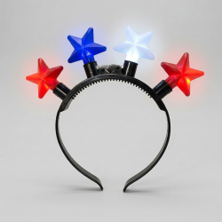 USA Headbopper with LED Stars LED headband, 4th of July headband, patriotic headband, LED stars, red white blue headband, July 4th accessories, USA headband, light-up headband, festive headgear, LED star headband, American flag colors, Independence Day accessory, patriotic LED, holiday headband, celebration headwear, LED party accessory, star headband, glowing headband, 4th of July accessory, LED patriotic headband