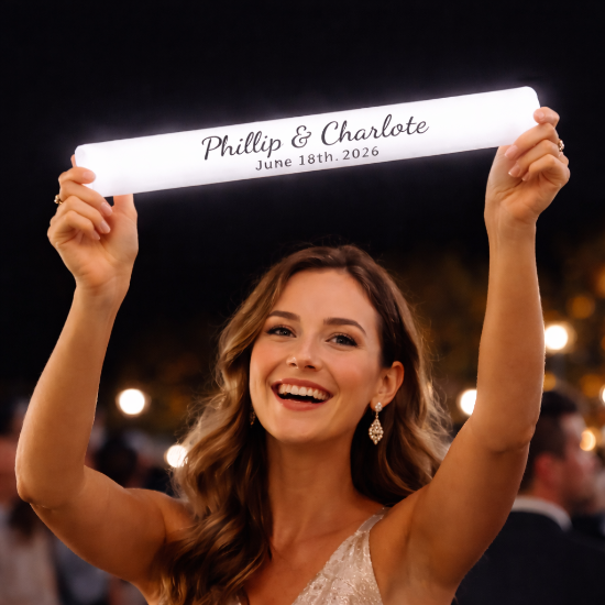 White LED Flashing Foam Sticks for Weddings and Receiptions - FOAMWHITE