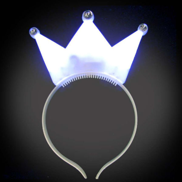 White Lighted Crown Headband  crown, mardi gras, princess, headwear, boppers, led headband, edm, edc, cosplay, costume, rave, festival, burning man